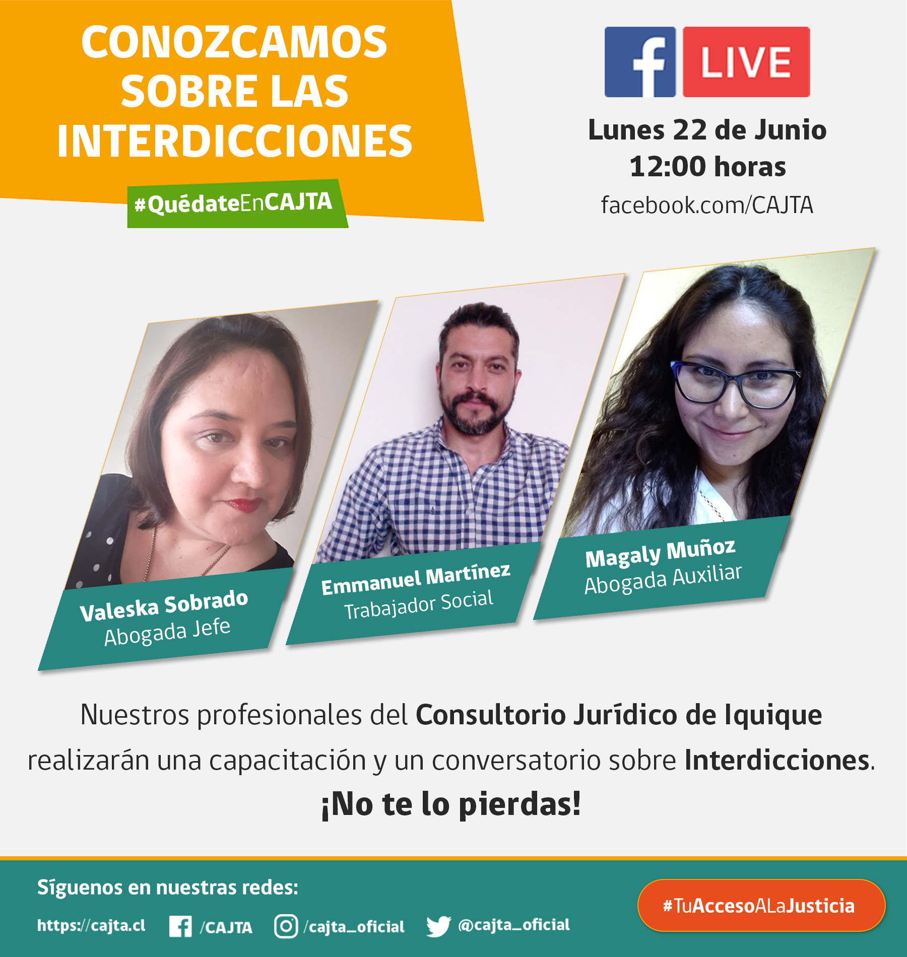 Facebook Live este lunes 22 de junio a las 12:00 horas: INTERDICCIONES