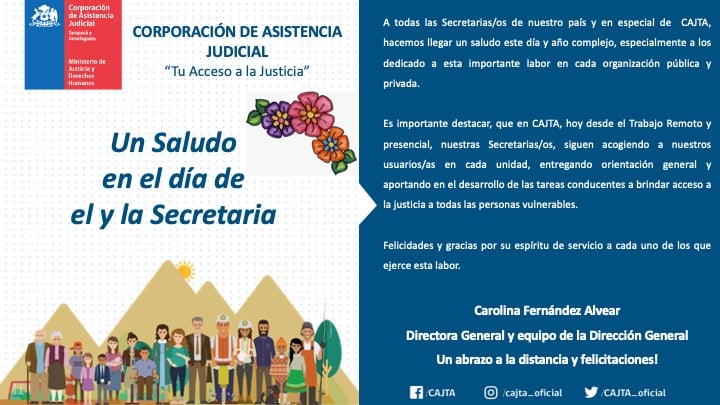 Saludo en el día de el y la secretaria