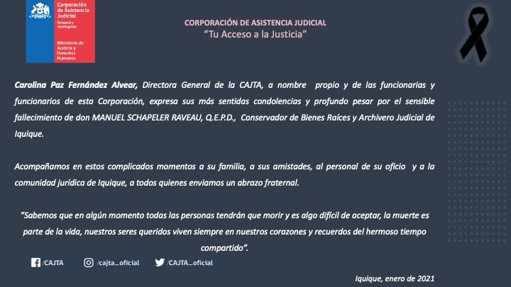 Condolencias y profundo pesar