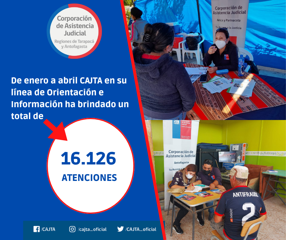 Destacamos entrega de Orientación e Información de la CAJTA de enero a abril