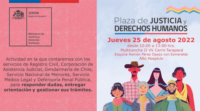 La CAJTA te invita HOY a venir a la #PlazaDeJusticiaTarapacá