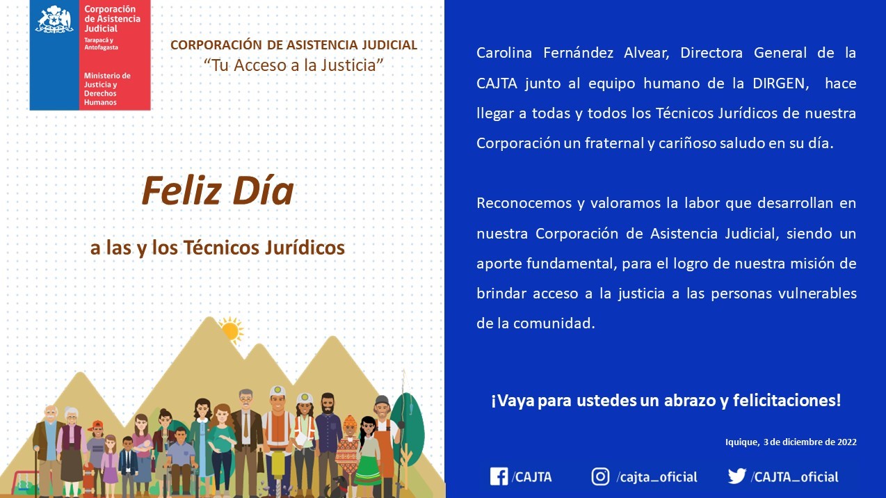 Saludos en el Día a las y los Técnicos Jurídicos