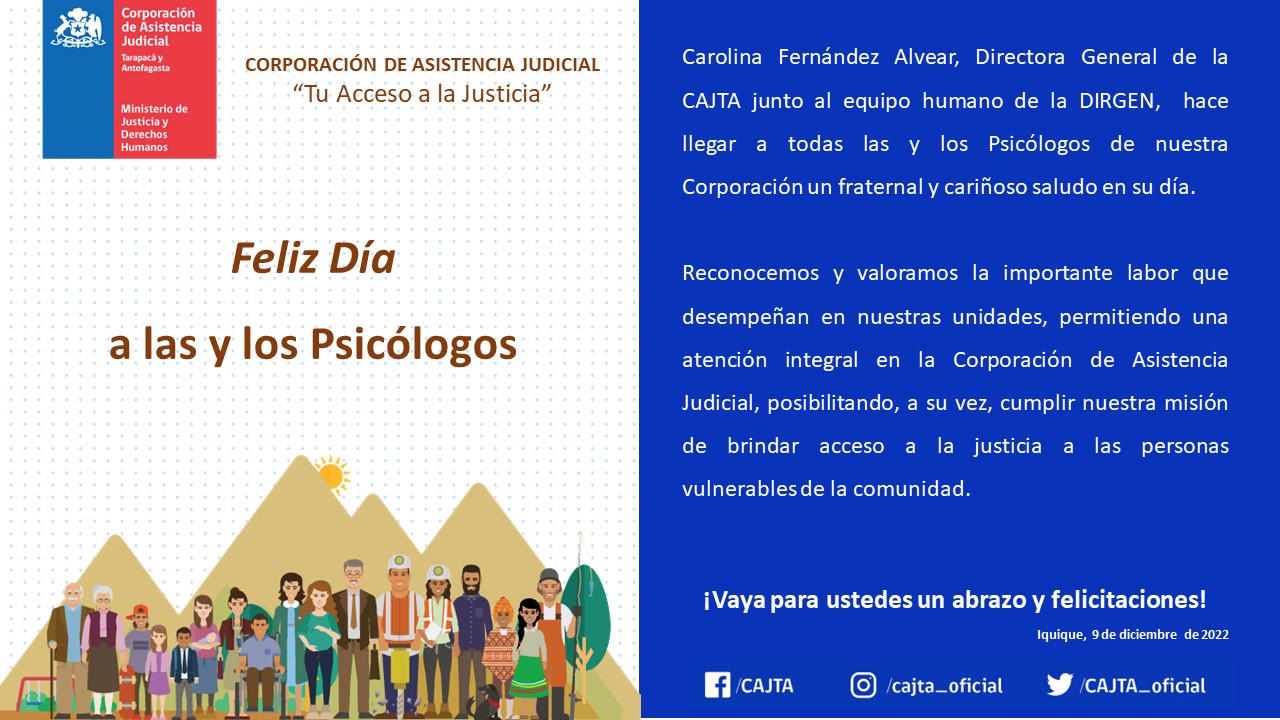 Saludamos fraternalmente en su Día a las y los PSICÓLOGOS