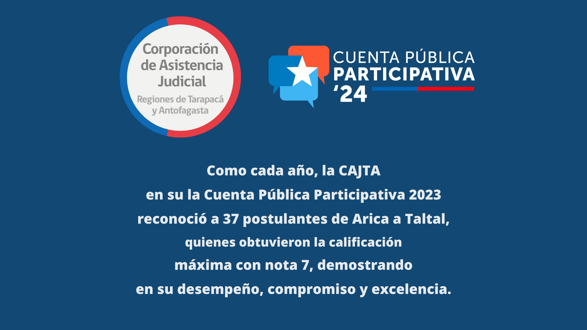 Cuanta Publica 2023:  reconocimiento a postulantes con nota 7