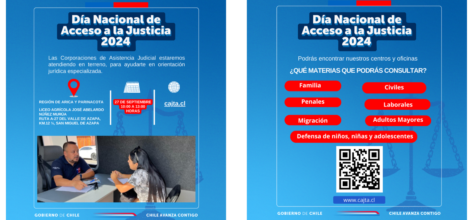 Viernes 27 de septiembre: Día Nacional del Acceso a la Justicia, Región de Arica y Parinacota