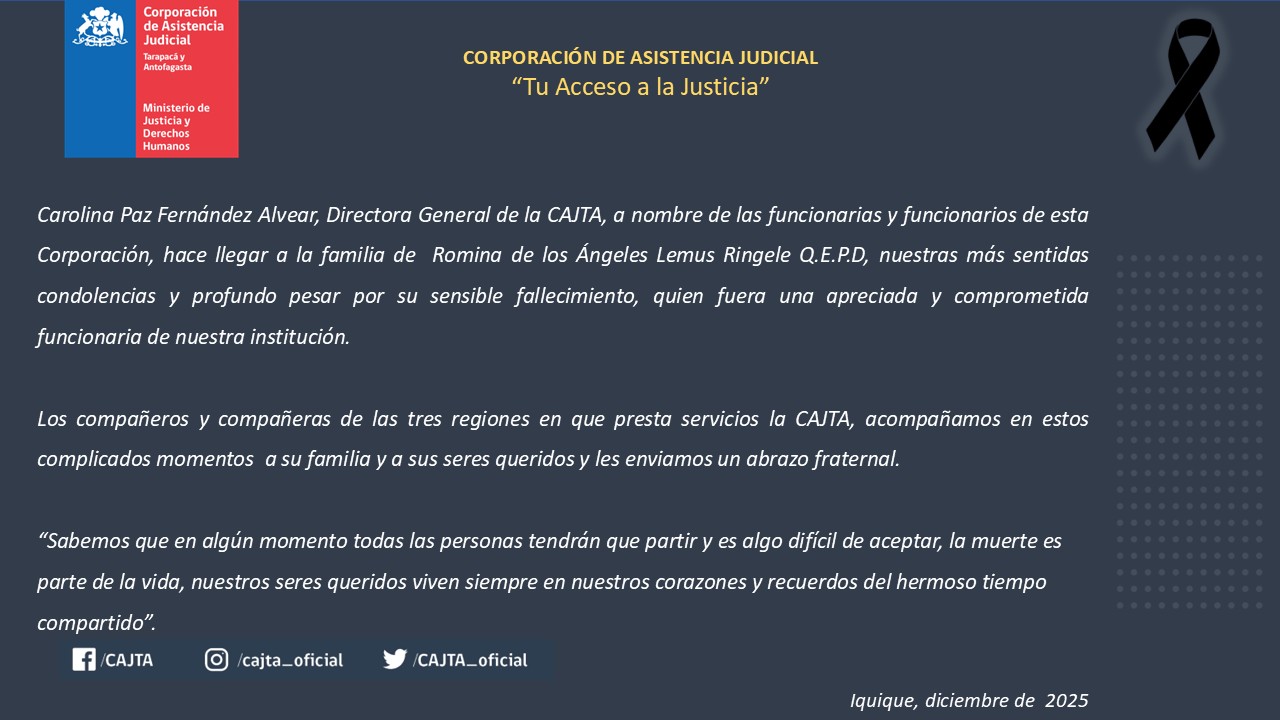 CAJTA Lamenta el fallecimiento de nuestra querida compañera Romina Lemus Ringele Q.E.P.D.